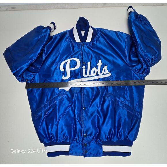 VTG Butwin Pilots Alaska Jacket Blue Satin Baseball Insulated Made USA Men's XL - Picture 5 of 8